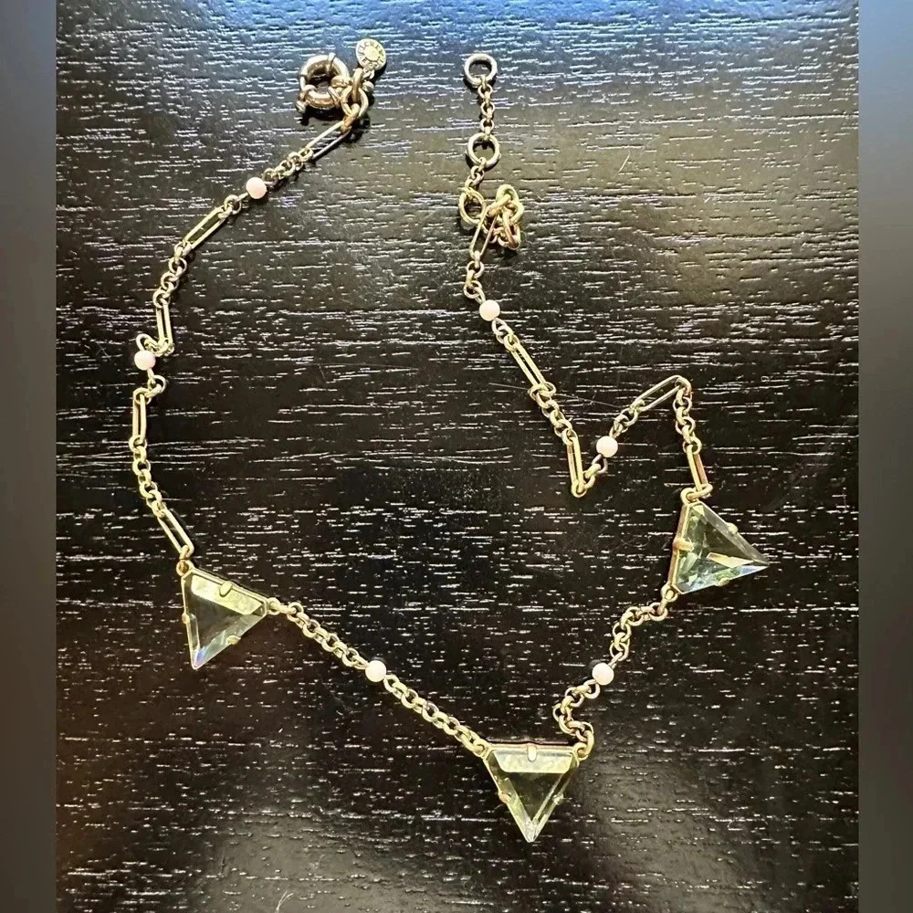 J Crew Tri Stone Necklace color Green stone